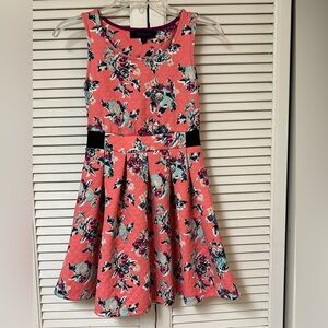 W Girl Pink and Black Floral Girl’s Dress - Size 14 - VGUC